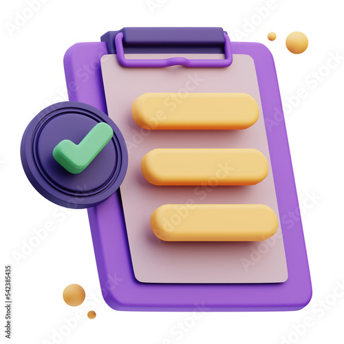 Report with approved success Quality control, 3d Illustration