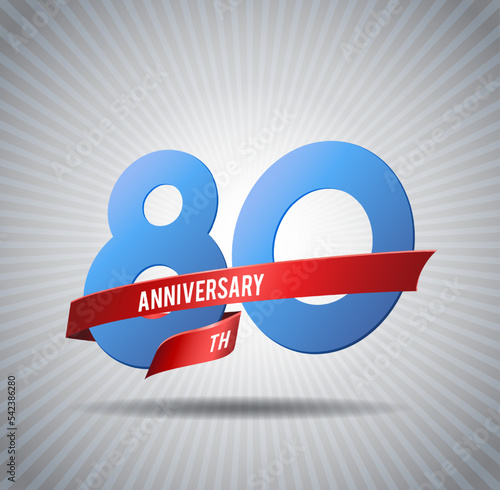 80 years anniversary logo with red ribbon