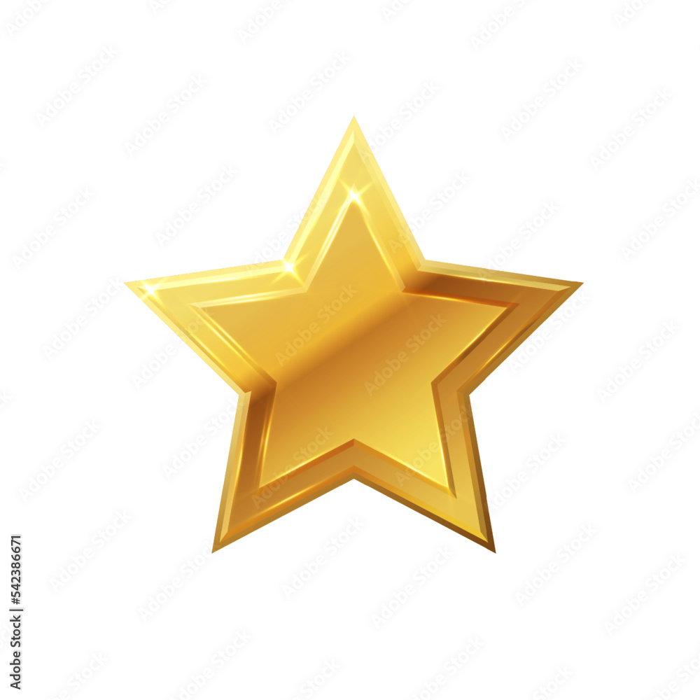 Gold shiny glitter glowing christmas star with shadow isolated on white background. Vector illustration. Gold shiny glitter glowing christmas star with shadow isolated on white background. Vector illustration.