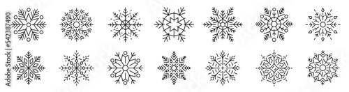 Snowflakes big set icons. Snowflake set. Flake crystal silhouette collection. Happy new year, xmas, christmas. Black snowflake. Snowflakes template. Christmas icon. Vector illustration