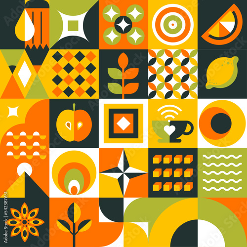 Neo geo pattern. Abstract bright shapes modern seamless pattern vector illustration