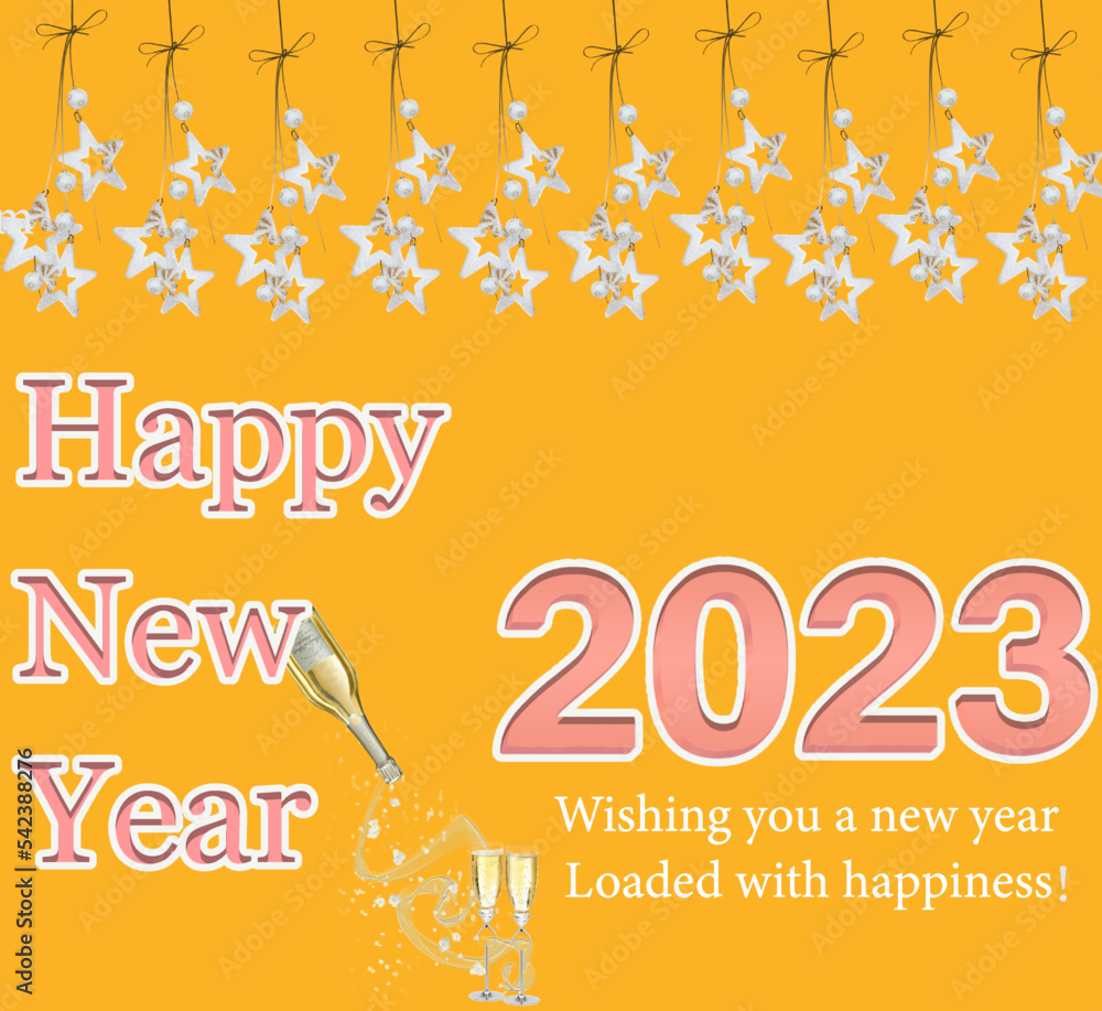 happy new year celebration party background design white winter animation light happy decoration festive  night holiday isolated
 event 2023 with different color fireworks greeting real happiness 