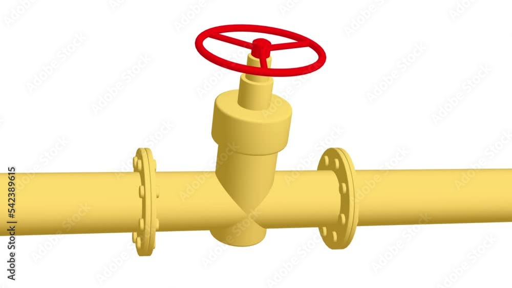 Red valve on the main gas pipeline. Industrial faucet for water, oil, gas pipes sewage. 4K FullHD and HD render footage animation Red valve on the main gas pipeline. Industrial faucet for water, oil, gas pipes sewage. 4K FullHD and HD render footage animation