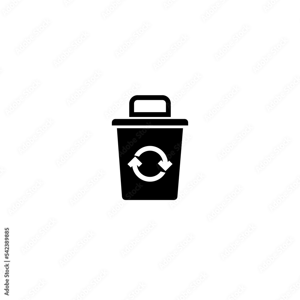 Recycle bin with recycle symbol icon isolated on white background. Trash can icon. Recycle bin with recycle symbol icon isolated on white background. Trash can icon.