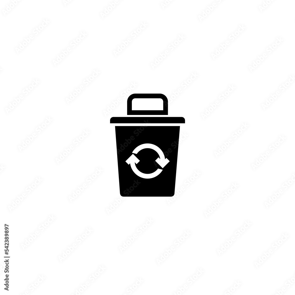 Recycle bin with recycle symbol icon isolated on white background. Trash can icon. Recycle bin with recycle symbol icon isolated on white background. Trash can icon.