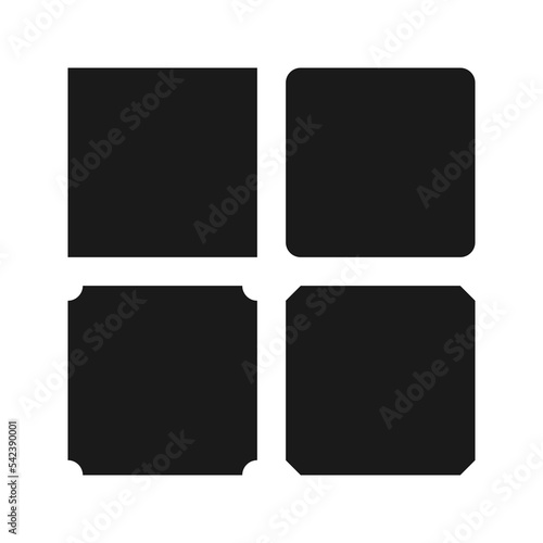 Square Shapes Corner Cut Icon Set