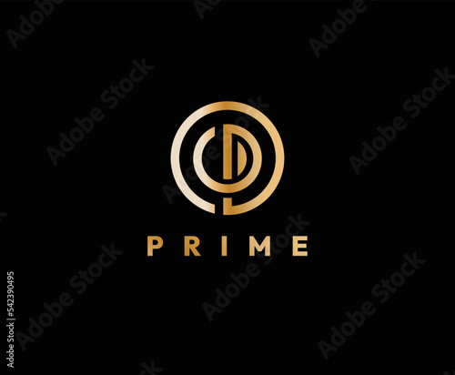 Gold Simple Clean Letter Type P Logo Design Template