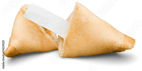 Photography Broken Fortune Cookie with Blank Piece of Paper