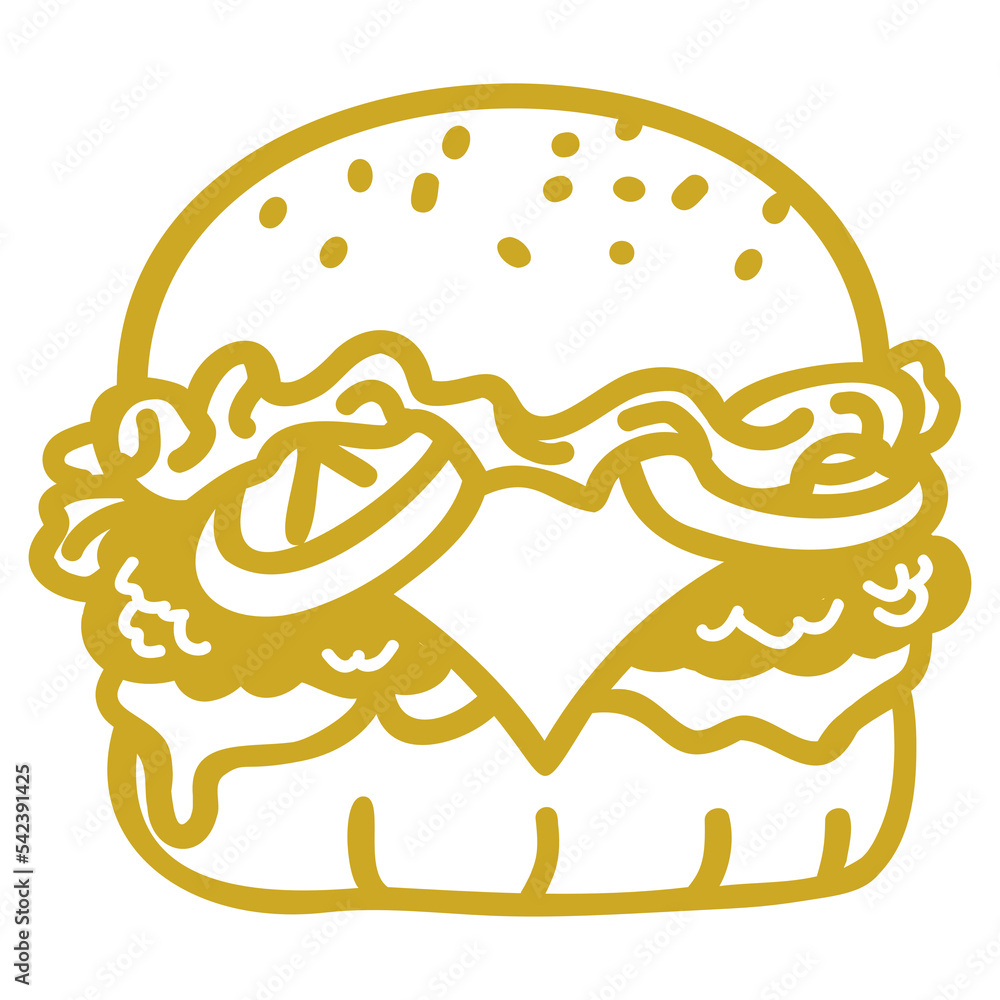 Burger Hamburger Beefburger Cheeseburger Doodle Drawing Illustration Logo Design Art Icon Template