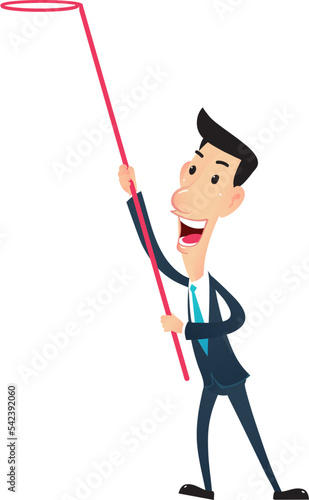 Businessman holding fruit picker
