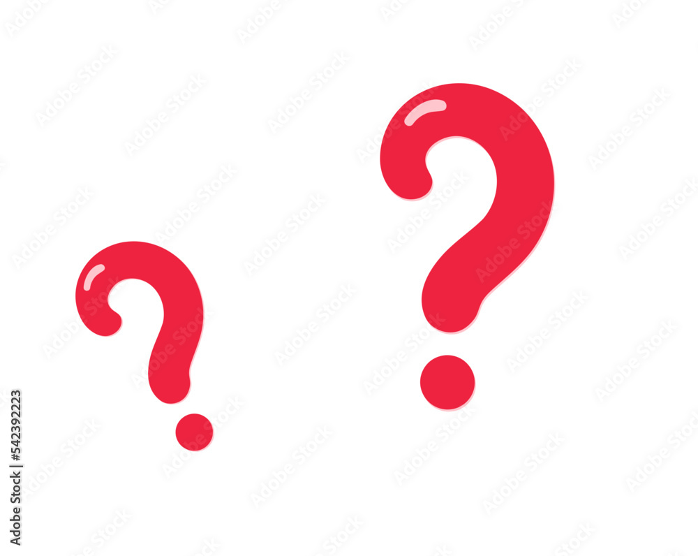 Two red question mark and bubble text Two red question mark and bubble text