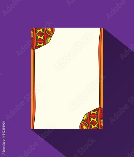 Colorful abstract card with anciant motif, various shapes and textures photo