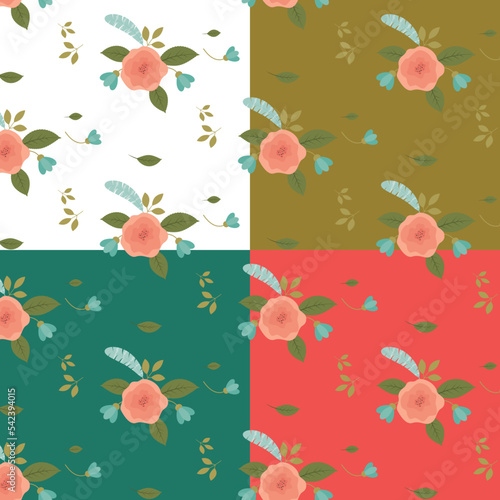 Floral pattern. On different colored backgrounds. seamless pattern with flowers
