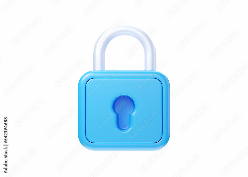 Padlock 3d icon - secure symbol, blue lock sign for app. Data security label concept, defense pictogram Padlock 3d icon - secure symbol, blue lock sign for app. Data security label concept, defense pictogram