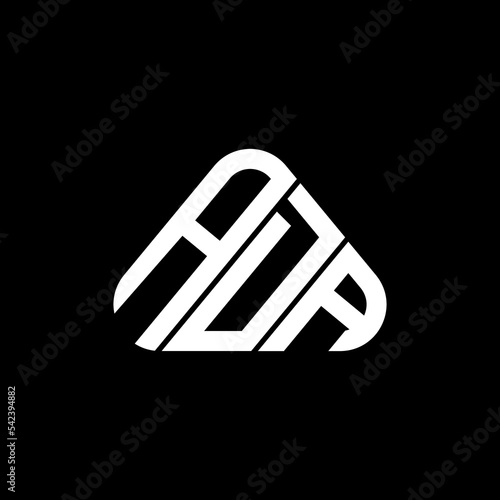 ADA letter logo creative design with vector graphic, ADA simple and modern logo in round triangle shape.