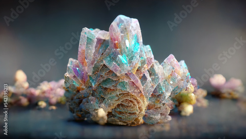 Imaginary picture of crystal glass with pastel colors, with a realistic texture and great quality for abstract works. Digital 3D illustration. photo