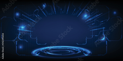 Abstract futuristic digital technology stage for hi tech advertising product and game showcase.Future digital technology concepts.