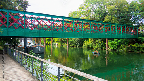 Green bridge on a green river