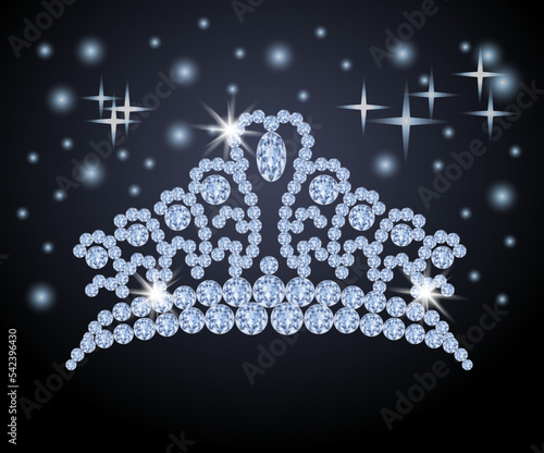 Princess diamond tiara, vector illustration