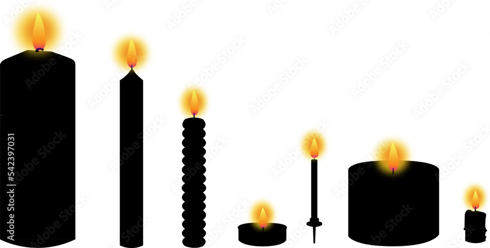 Vector burning candles on white background Vector burning candles on white background