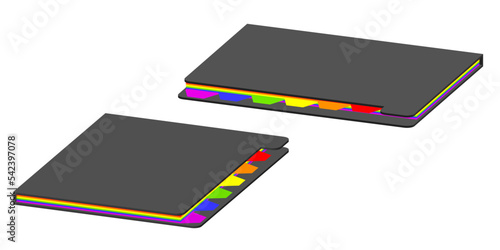 Colorful File folder. 3d Vector illustration. Dimetric projection.