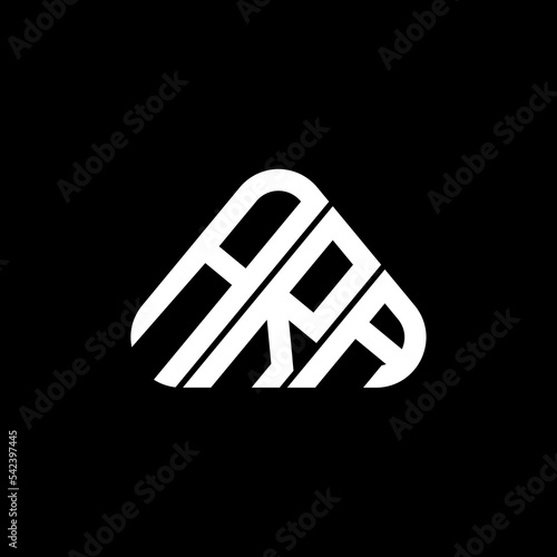ARA letter logo creative design with vector graphic, ARA simple and modern logo in round triangle shape.