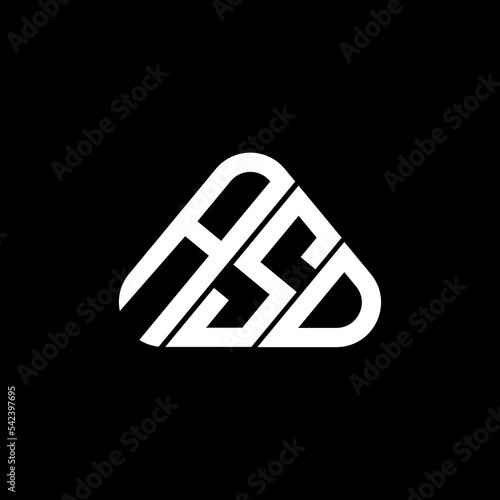 ASD letter logo creative design with vector graphic, ASD simple and modern logo in round triangle shape.