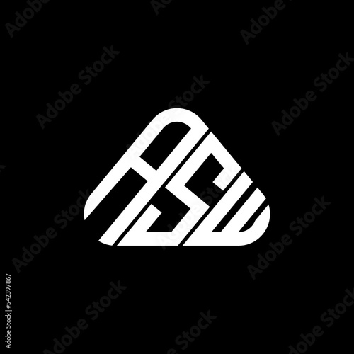 ASW letter logo creative design with vector graphic, ASW simple and modern logo in round triangle shape. photo