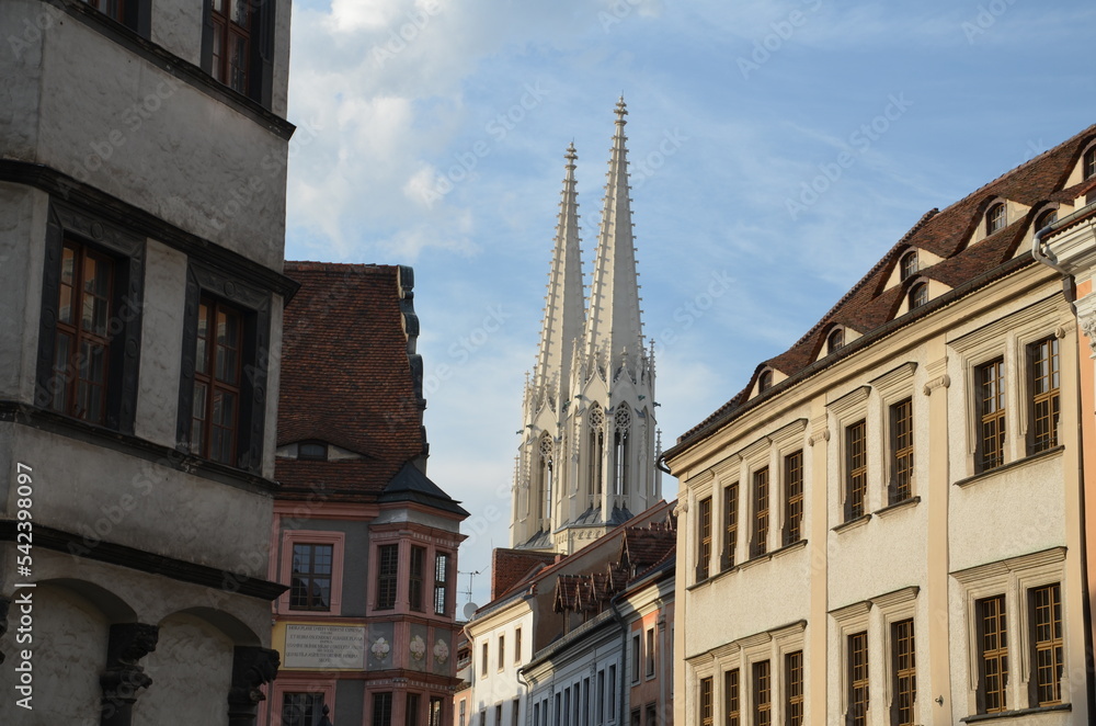 Görlitz, germany, old town view with the towers of the cathedral