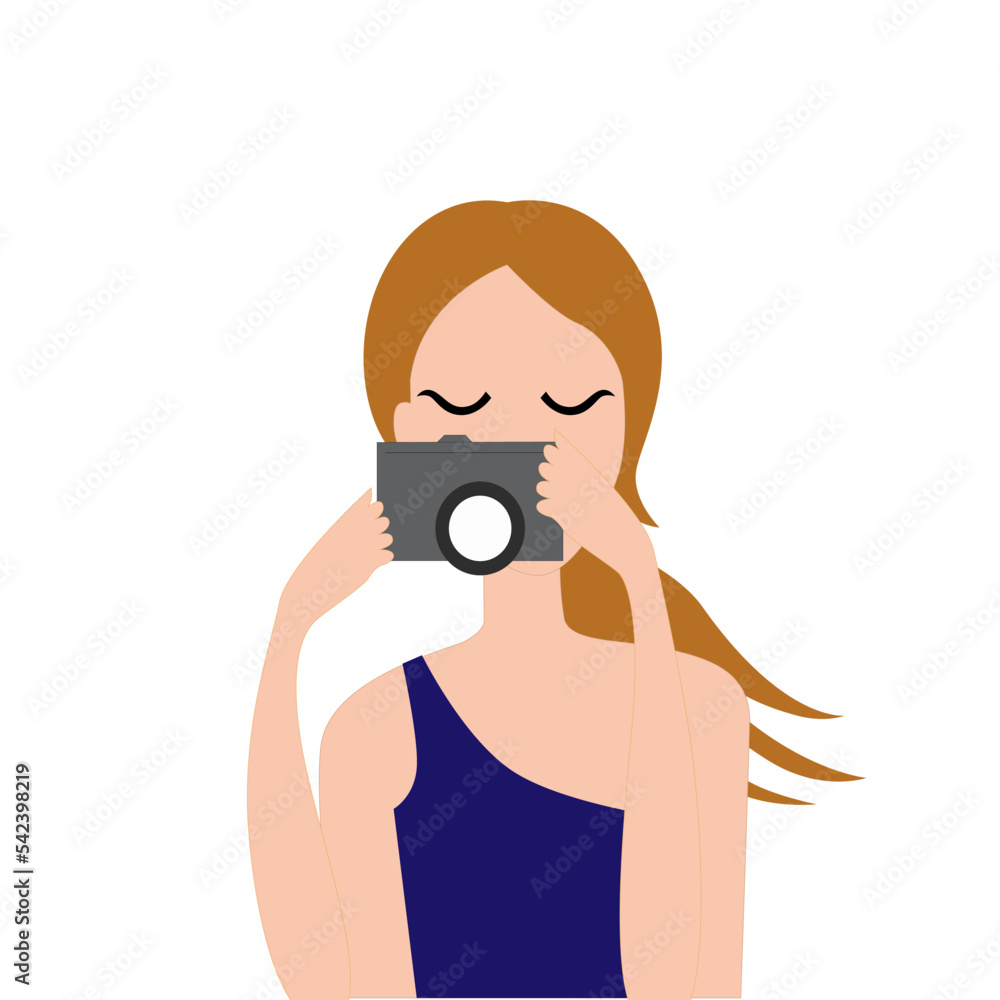 Photographer Girl isolated on White Background Photographer Girl isolated on White Background