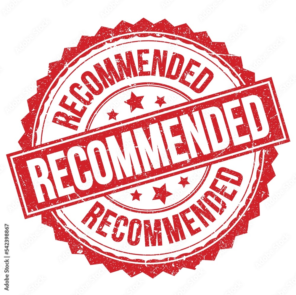 RECOMMENDED text on red round stamp sign RECOMMENDED text on red round stamp sign
