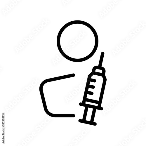 Vaccinated user profile vector outline icon design.