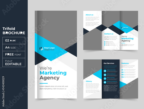 Blue corporate professional trifold brochure modern cover design template