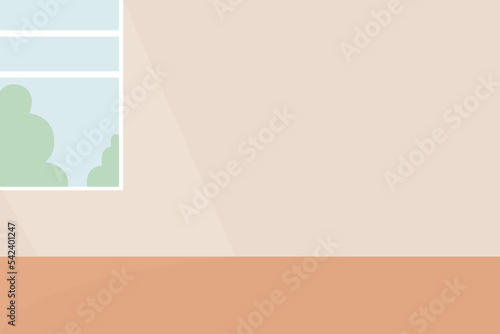 Private patient room flat color vector illustration. Sanatorium ward interior. Healthcare institution design. Fully editable 2D simple cartoon interior with open window on background