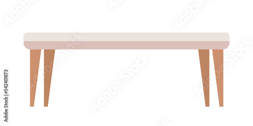 Long dinner table semi flat color vector object. Business conference. Editable element. Full sized item on white. Interior simple cartoon style illustration for web graphic design and animation