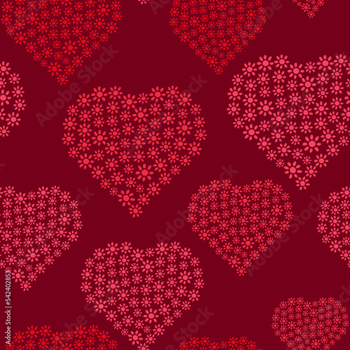 Hearts seamless pattern. Heart shaped flowers. Girl pattern. Prints  packaging template  textiles  bedding and wallpaper.