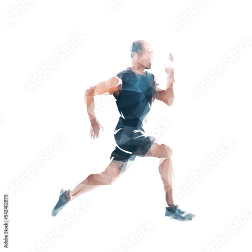 Run, running man, side view. Abstract isolated vector silhouette. Sprint. Athletics