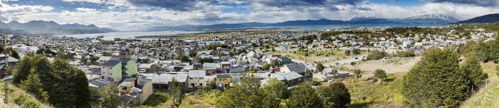 Wide panorama of Ushuaia in Argentina