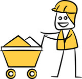 labor and mining trolley stick figure illustration