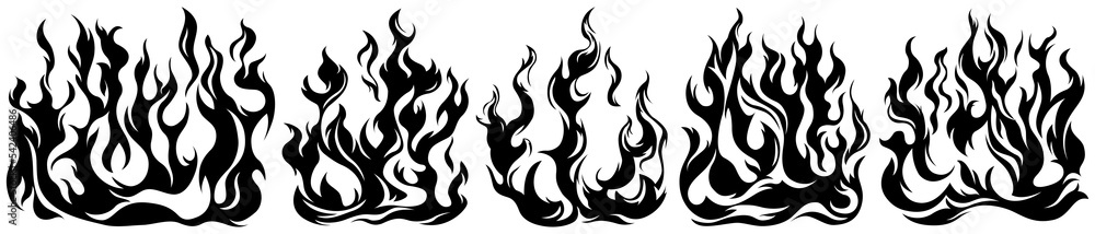 Fire flames isolated template. Tribal design. Car stickers. Icon fire illustration. Multiple shape tattoo design. Fire flames isolated template. Tribal design. Car stickers. Icon fire illustration. Multiple shape tattoo design.