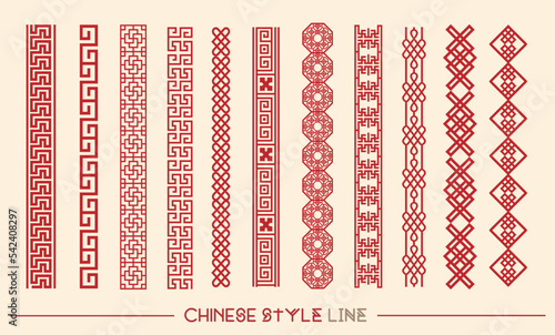 Set of Traditional Chinese decorative Line.Chinese symbol for Chinese new year.	