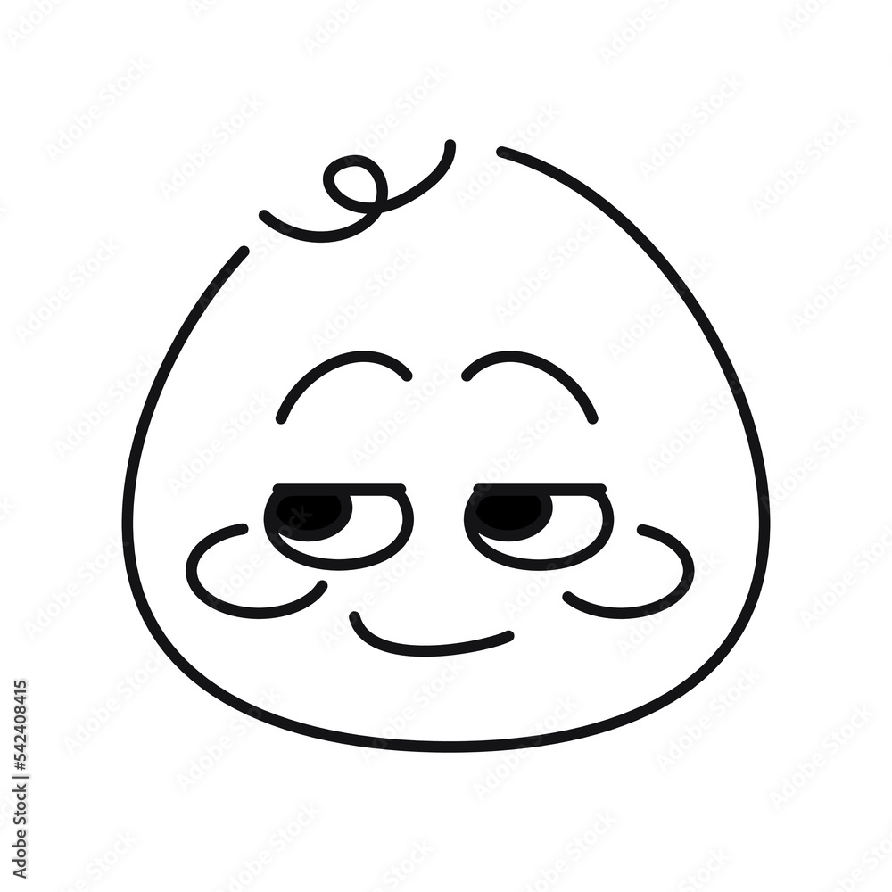 Pink round smiley character color line icon. Mascot of emotions. Pink round smiley character color line icon. Mascot of emotions.