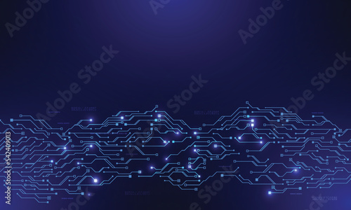 Circuit board texture background design. Waves flow. Quantum explosion technology. Quantum computer technologies concept. Futuristic blue circuit board background vector motherboard