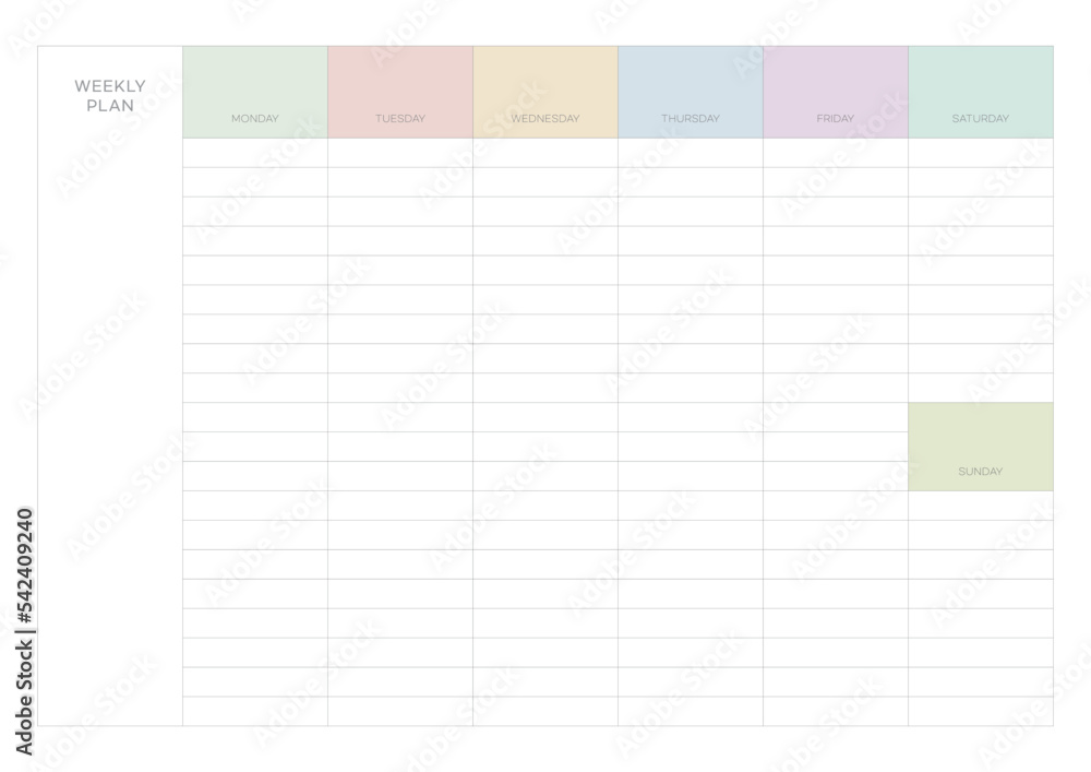 A weekly plan design template in a modern, simple, and minimalist style ...