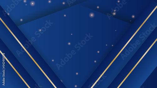 Abstract luxury blue and gold background. Dark blue luxury premium background and gold line.