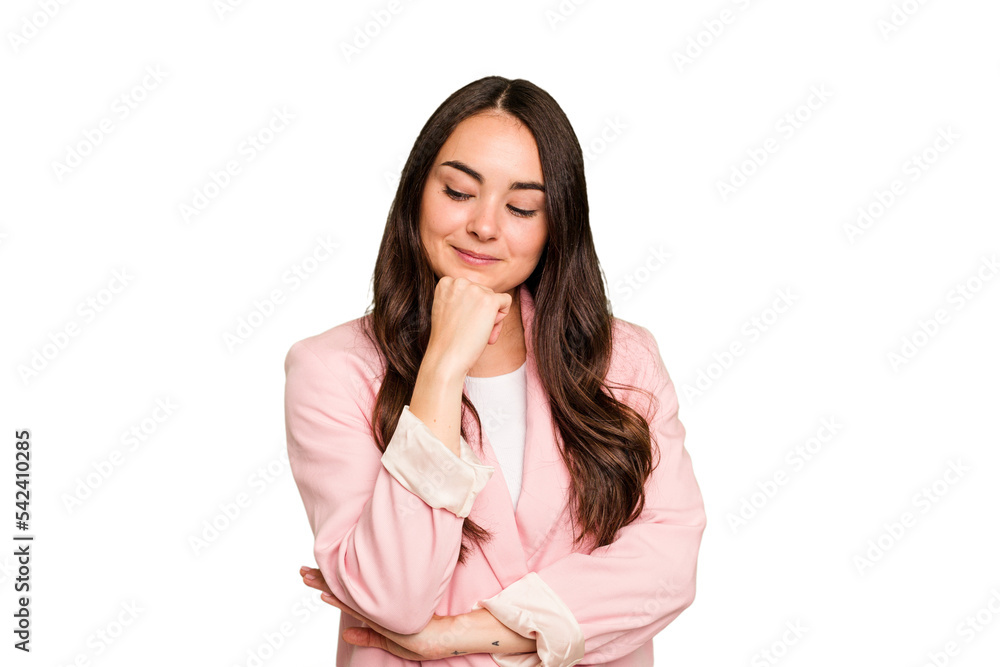 Young caucasian woman isolated on green chroma background looking sideways with doubtful and skeptical expression. Young caucasian woman isolated on green chroma background looking sideways with doubtful and skeptical expression.