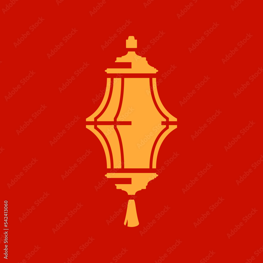 China lantern lamp paper traditional religious decor element golden vintage icon vector illustration China lantern lamp paper traditional religious decor element golden vintage icon vector illustration