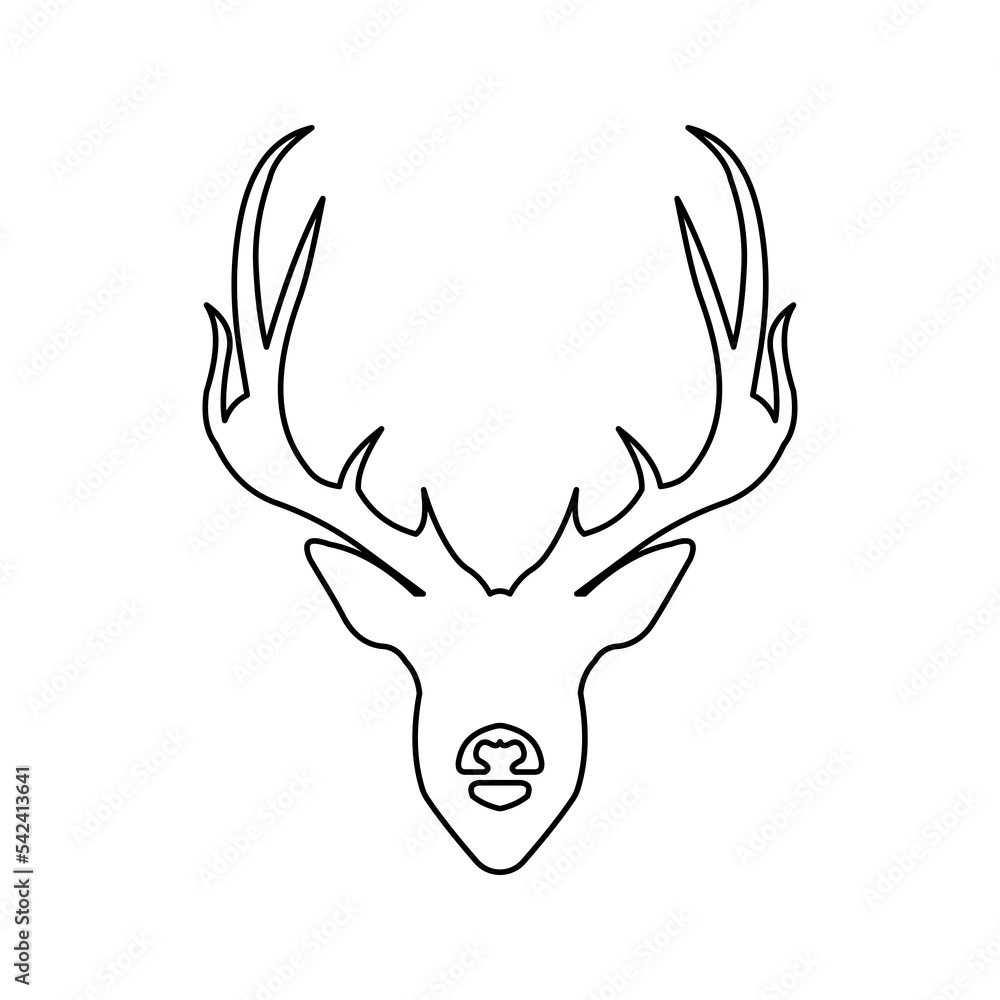 Deer flat line icon. Vector thin sign of reindeer, wild animal. Outline illustration for zoo color editable Deer flat line icon. Vector thin sign of reindeer, wild animal. Outline illustration for zoo color editable