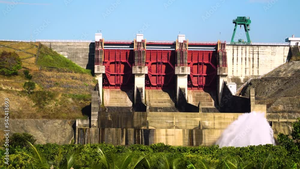 Dam on Da Nhim river in Vietnam, distance front view Dam on Da Nhim river in Vietnam, distance front view