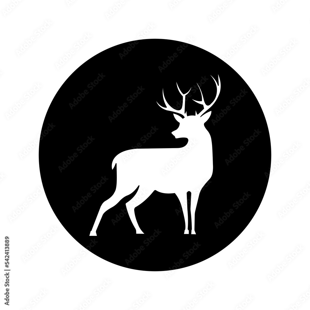 Deer flat line icon. Vector thin sign of reindeer, wild animal. Outline illustration for zoo color editable Deer flat line icon. Vector thin sign of reindeer, wild animal. Outline illustration for zoo color editable